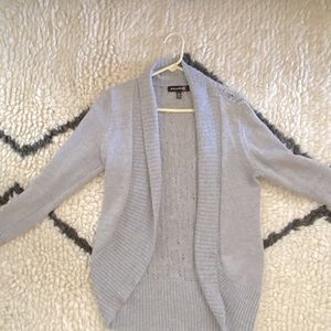 Gray cardigan with lace open back